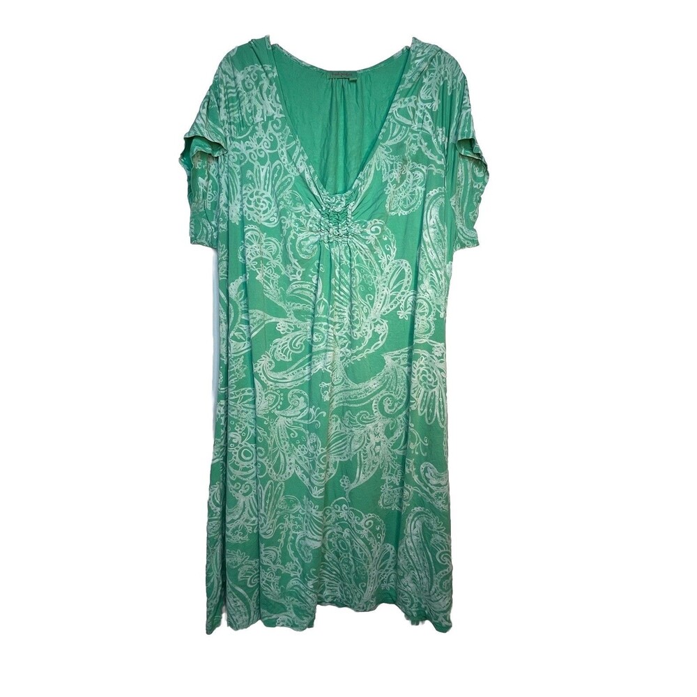 Fresh Produce Plus sz 3X Beachcore resort wear Sea Foam Green Stamp Damask Print